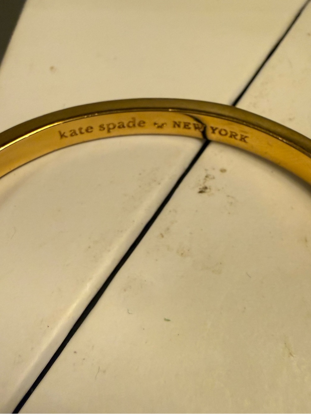 kate spade Spot the Spade Enamel Hinged Bangle Bracelet White Gold - Picture 8 of 12